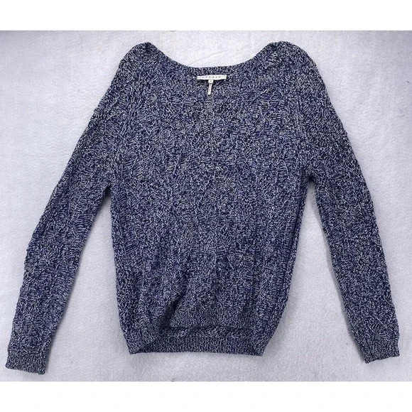 Sandro Women's Blue Size 3 Sweater Cotton Top Long Sleeve Pullover Crew Neck - Picture 1 of 11